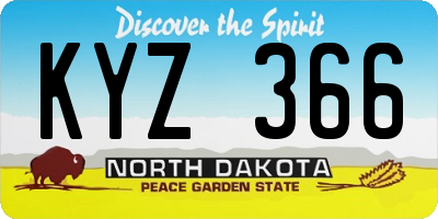 ND license plate KYZ366