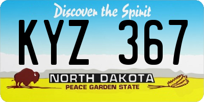 ND license plate KYZ367