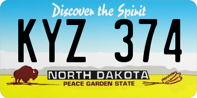 ND license plate KYZ374