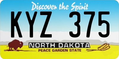 ND license plate KYZ375