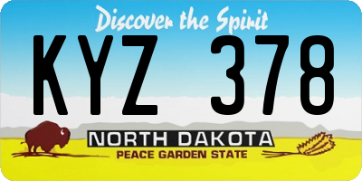 ND license plate KYZ378