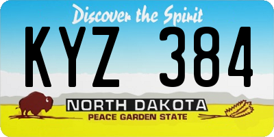 ND license plate KYZ384