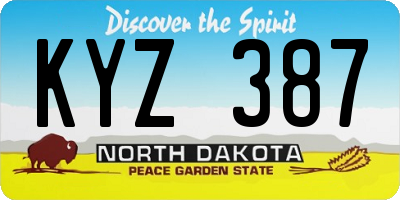 ND license plate KYZ387