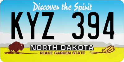 ND license plate KYZ394