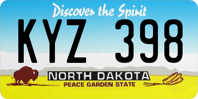 ND license plate KYZ398