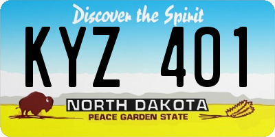 ND license plate KYZ401