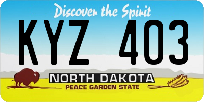 ND license plate KYZ403