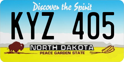 ND license plate KYZ405