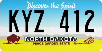 ND license plate KYZ412