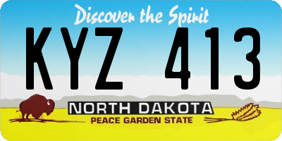 ND license plate KYZ413