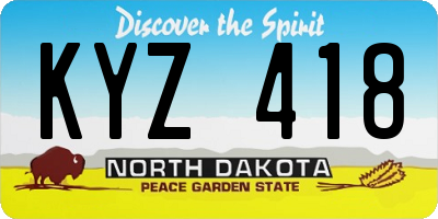 ND license plate KYZ418