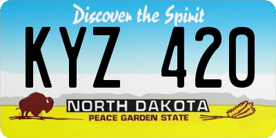 ND license plate KYZ420