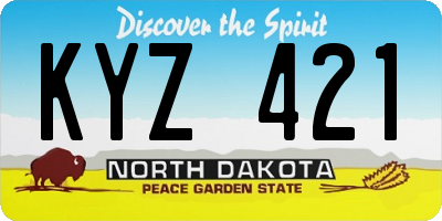 ND license plate KYZ421
