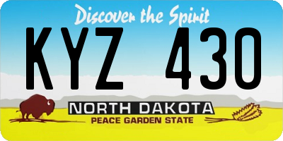 ND license plate KYZ430