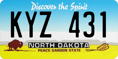ND license plate KYZ431
