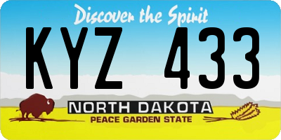 ND license plate KYZ433