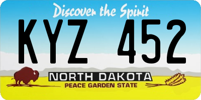 ND license plate KYZ452