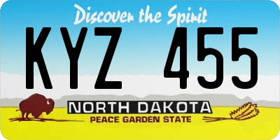 ND license plate KYZ455