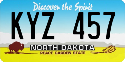 ND license plate KYZ457