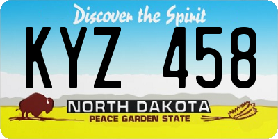 ND license plate KYZ458
