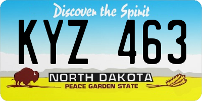 ND license plate KYZ463