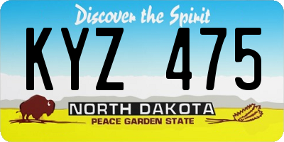 ND license plate KYZ475