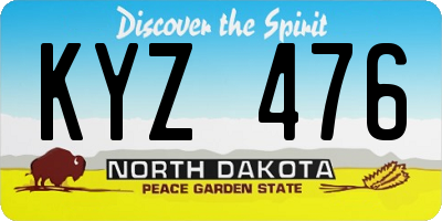 ND license plate KYZ476