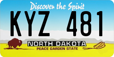 ND license plate KYZ481