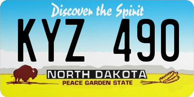 ND license plate KYZ490