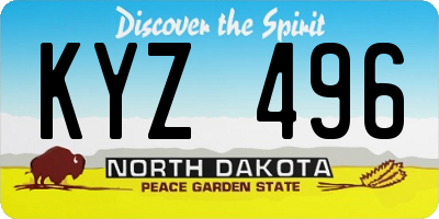 ND license plate KYZ496