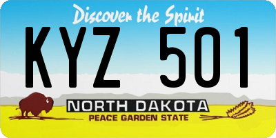 ND license plate KYZ501