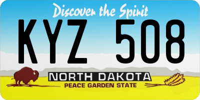 ND license plate KYZ508
