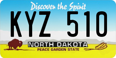 ND license plate KYZ510
