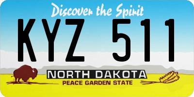 ND license plate KYZ511