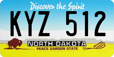 ND license plate KYZ512