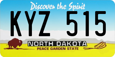 ND license plate KYZ515