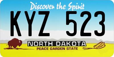 ND license plate KYZ523