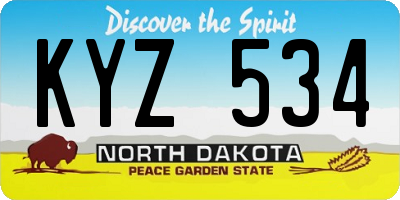 ND license plate KYZ534