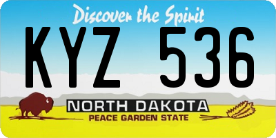 ND license plate KYZ536