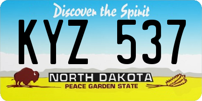 ND license plate KYZ537