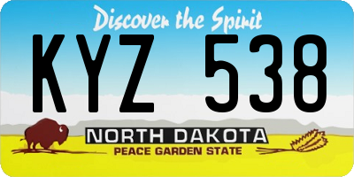 ND license plate KYZ538