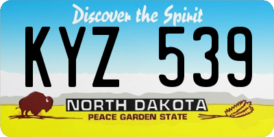 ND license plate KYZ539