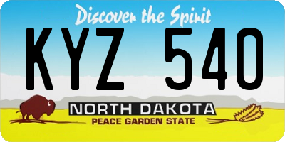 ND license plate KYZ540