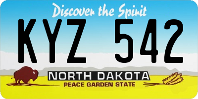 ND license plate KYZ542