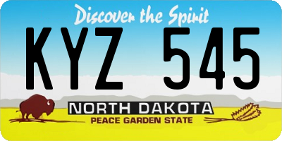 ND license plate KYZ545