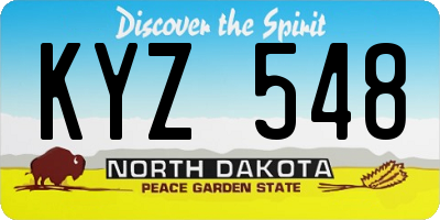 ND license plate KYZ548