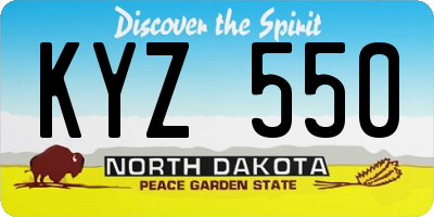 ND license plate KYZ550
