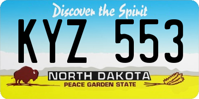 ND license plate KYZ553