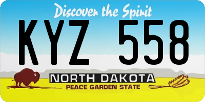 ND license plate KYZ558