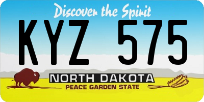 ND license plate KYZ575